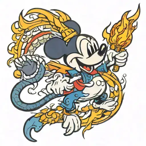 Mickey Epic Dragon With Fire