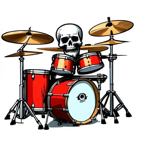 Drum Set Surrounded By Skull Made