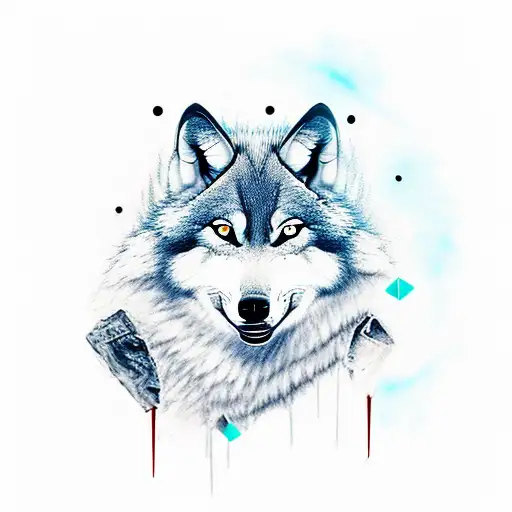 Angry Injured Wolf With Blood