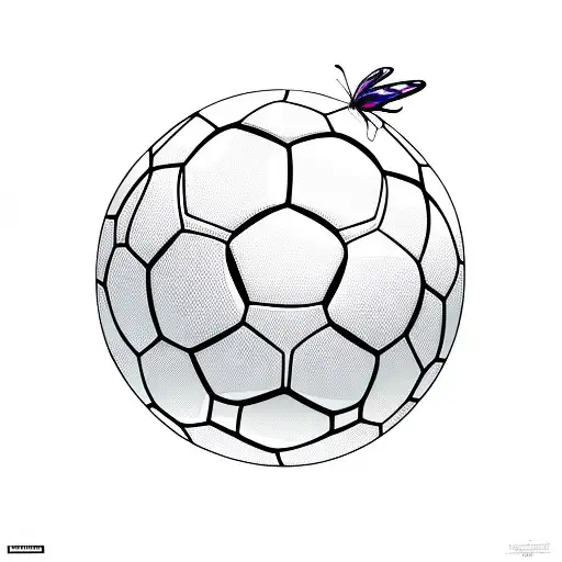 Soccer Ball With Butterfly Flying Away