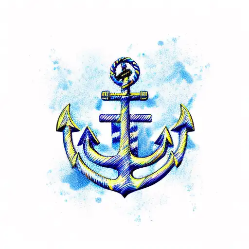Navy Style Anchor Design With Greek Flag