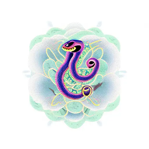 Snake Shaped As Circle With Flowers