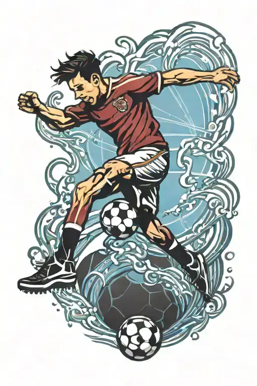 A Soccer Player Jumping While Shooting A Soccerball Scissorkick In Florida State Outline