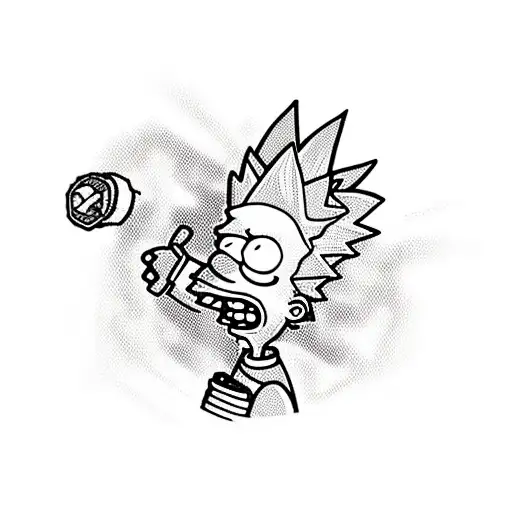 Bart Simpson Playing Video Game Cartoon