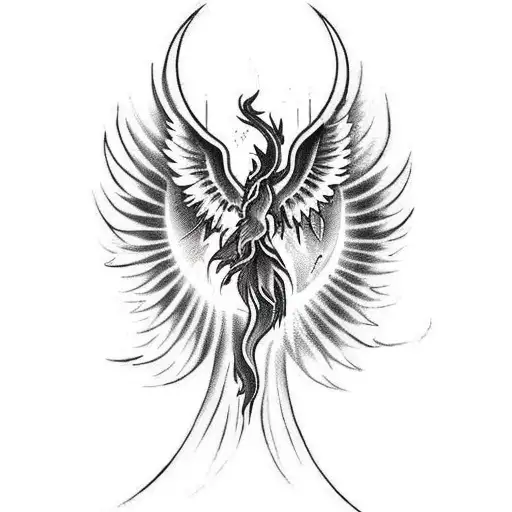 A Tattoo Of A Phoenix Rising From The Pages Of A Dan Brown Novel