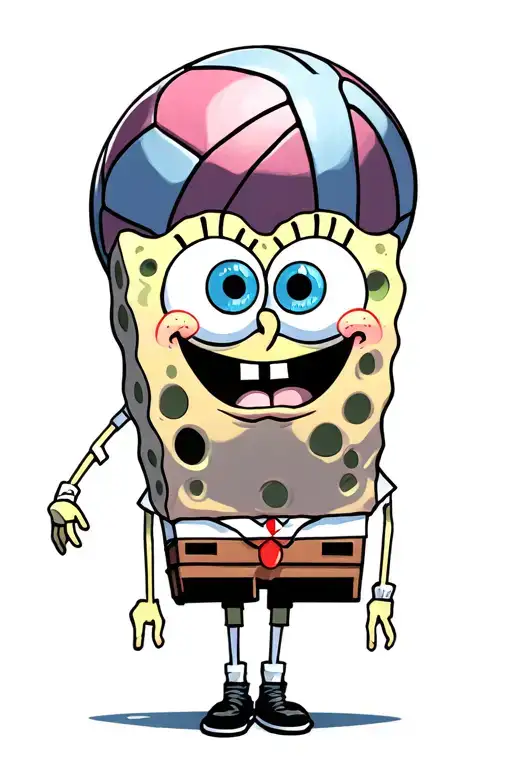 Spongebob With Holes Full Of Eyes And Volleyball