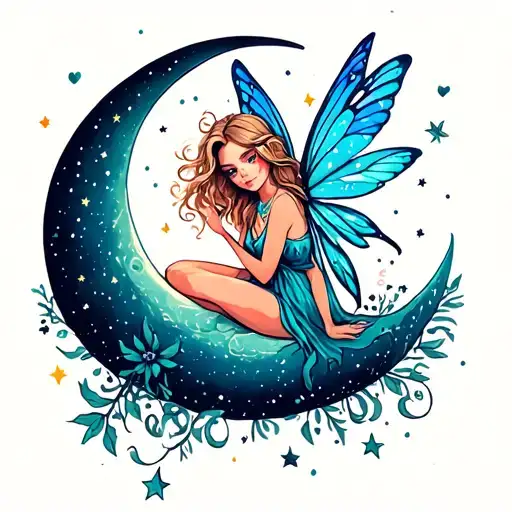 Fairy Sitting On Moon