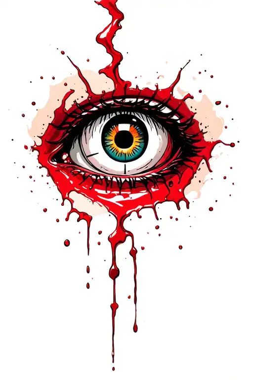 A Bloody Central Eye With Broken Seam