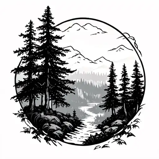 Black And White Forest Landscape