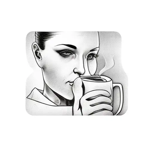 A Tattoo Of A Nurse Holding A Coffee Mug While Reading A Book