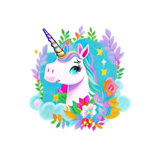 A Whimsical Unicorn Surrounded By A Magical Forest