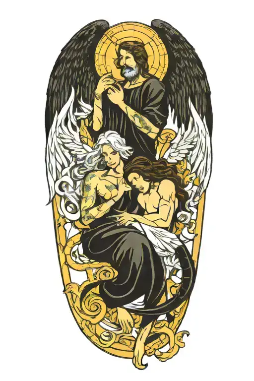 Pisces And Scorpio Zodiac Signs With A Guardian Angel Watching