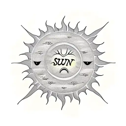 Sun With The Word Sun In Script