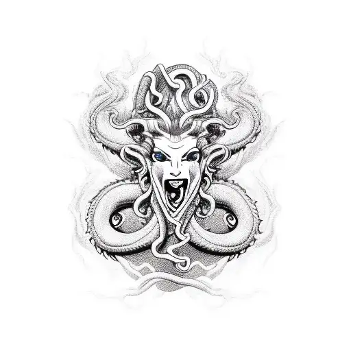 Dragon Whit Medusa And A Haur Clipper