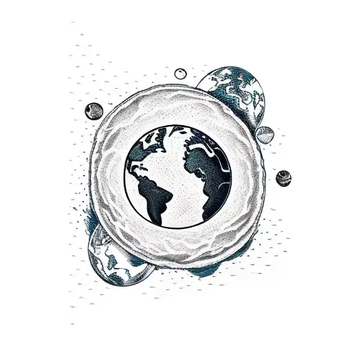 Combination Earth With Land And Water Animals And Elements Black