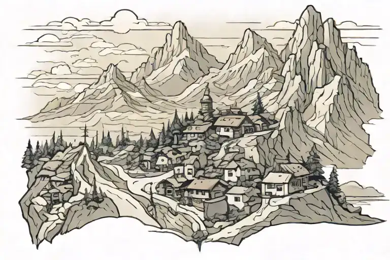 Mountain Overlooking A Town