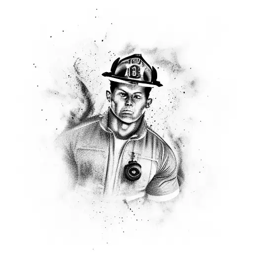 A Realistic Portrait Tattoo Of A Firefighter As A Marvel Superhero