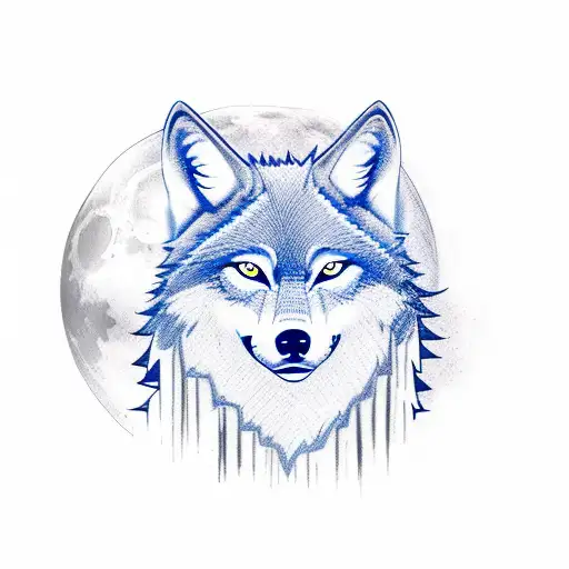 A Wolf With Blue Eyes Howling At The Moon In A Mystical Forest Setting