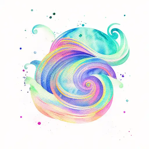 Watercolor Waves With Linear Design