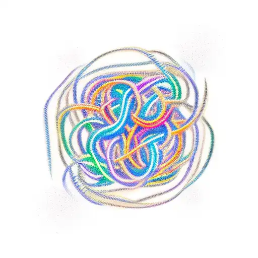 Three Tangled Lines Turned Into Straight And Organized Lines That Are Different In Colors
