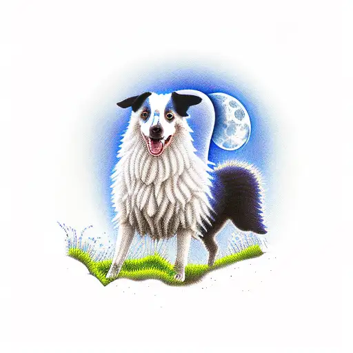 A Border Collie Herding Sheep Under A Blue Moon