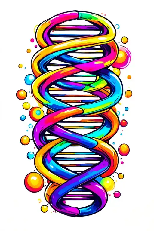 Dna Helix Connecting Atoms Rainbow
