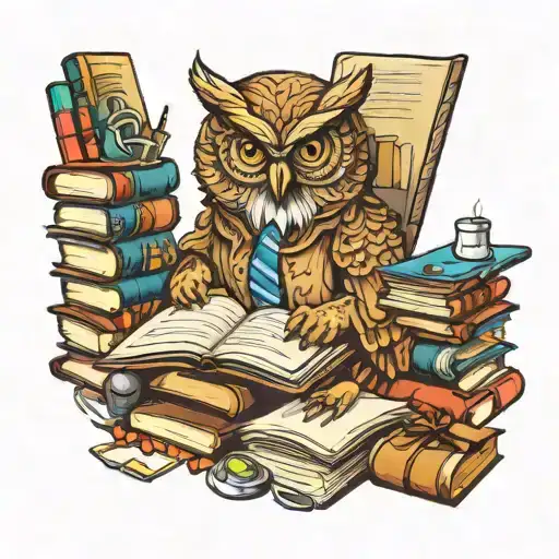 A Wise Owl Cooking In A Fun Kitchen Surrounded By Knowledge Books