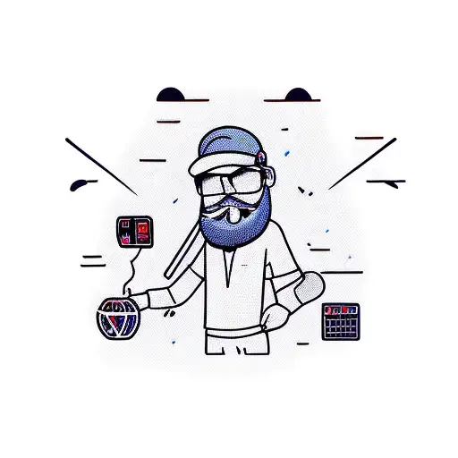 Cartoon Worker Full Body With Beard