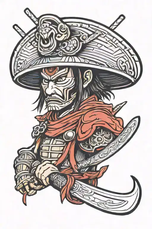 Samurai Warrior Straw Hat