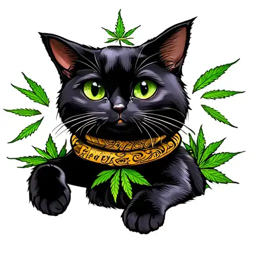 Cannabis Black Cat Playing
