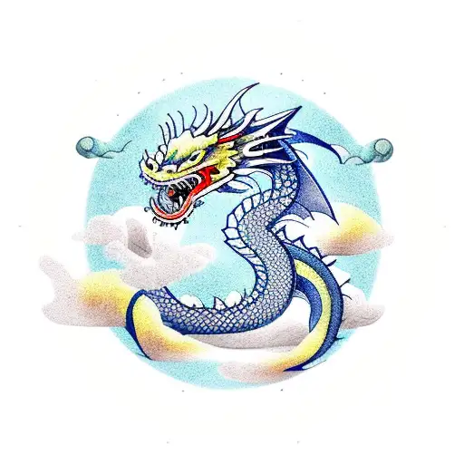 Dragon With Carp In An Enso