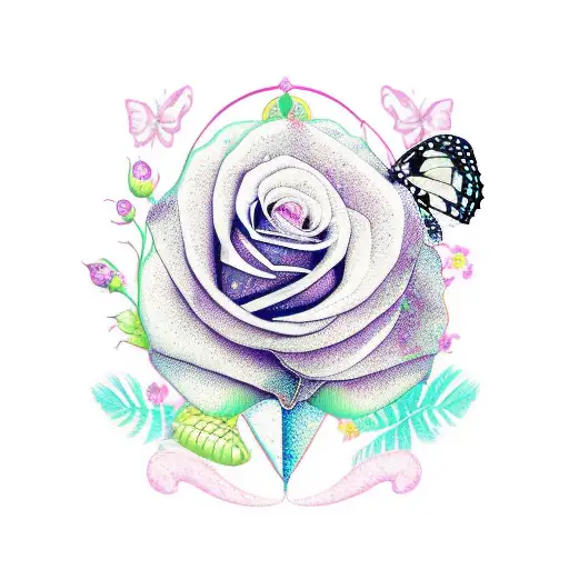 Butterfly With Rose And Elephant