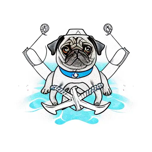 Playful Pug Pulling Anchor