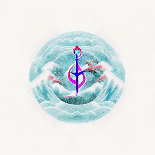 Phoenix In A Storm With Sea Waves Anchor And Wind Rose