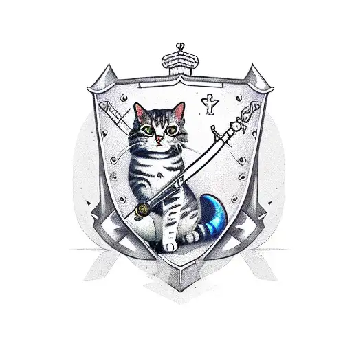 Small Adventurer Cat With Sword And Shield