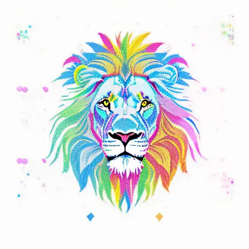 Lion With Rainbow Mane
