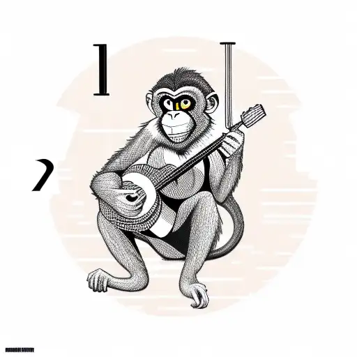 A Monkey Playing A Guitar Surrounded By Clock Gears