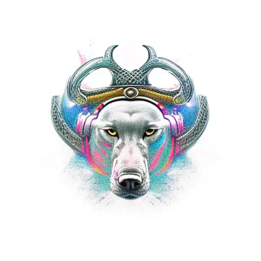 Create An Intricate Design Of A Viking Helmet With Animal Paw Prints Incorporated