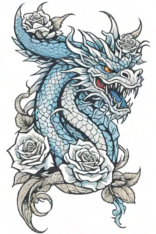 Yakuza Dragon And Blue Rose