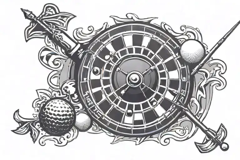 Dartboard With 3 Darts With 8 Ball And Golf Ball