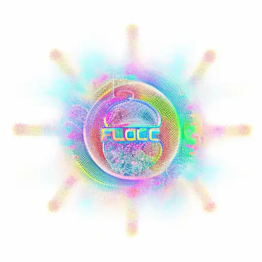 An Abstract Design Combining Music Symbols And Dance Poses Within A Field Of Colorful Flowers