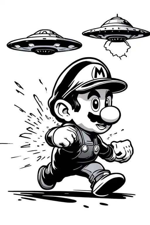Boo Super Mario Running And Being Chased By Ufo