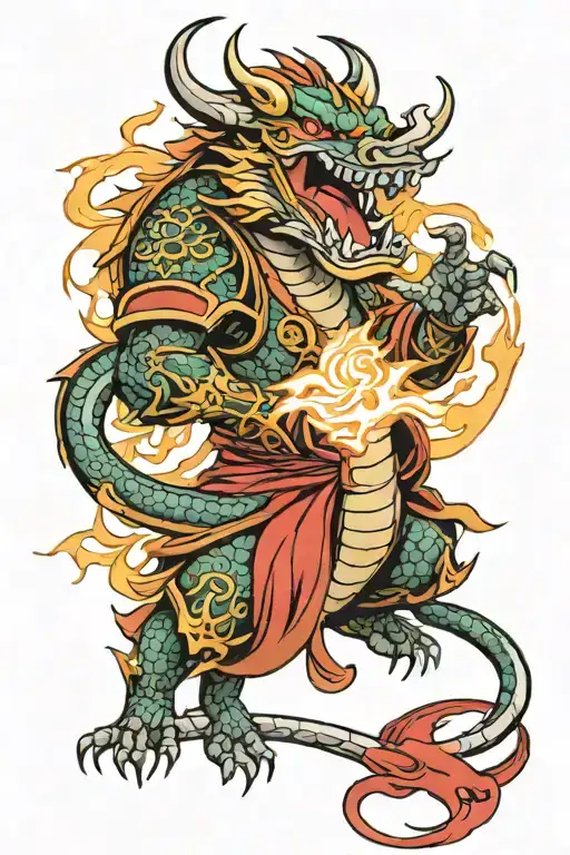 Samurai Dragon Breathing Fire