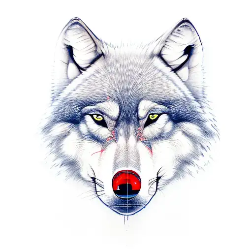 Wolf With Red Skulls