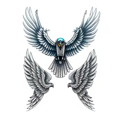 Flying Hawk With Blade Wings From Above