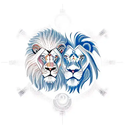 A Lion And Ram Intertwined In A Yin-yang Symbol