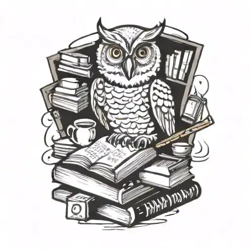 A Wise Owl Cooking In A Fun Kitchen Surrounded By Knowledge Books
