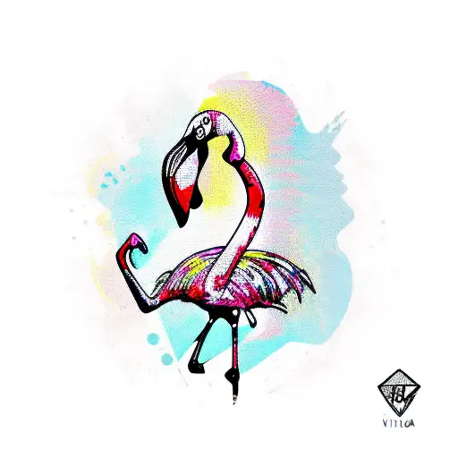 Punk Rock Flamingo With A Guitar Wearing A Leather Jacket