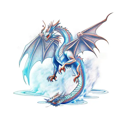 Dragon Fighting A Phoenix