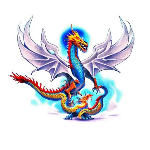 Dragon Fighting A Phoenix